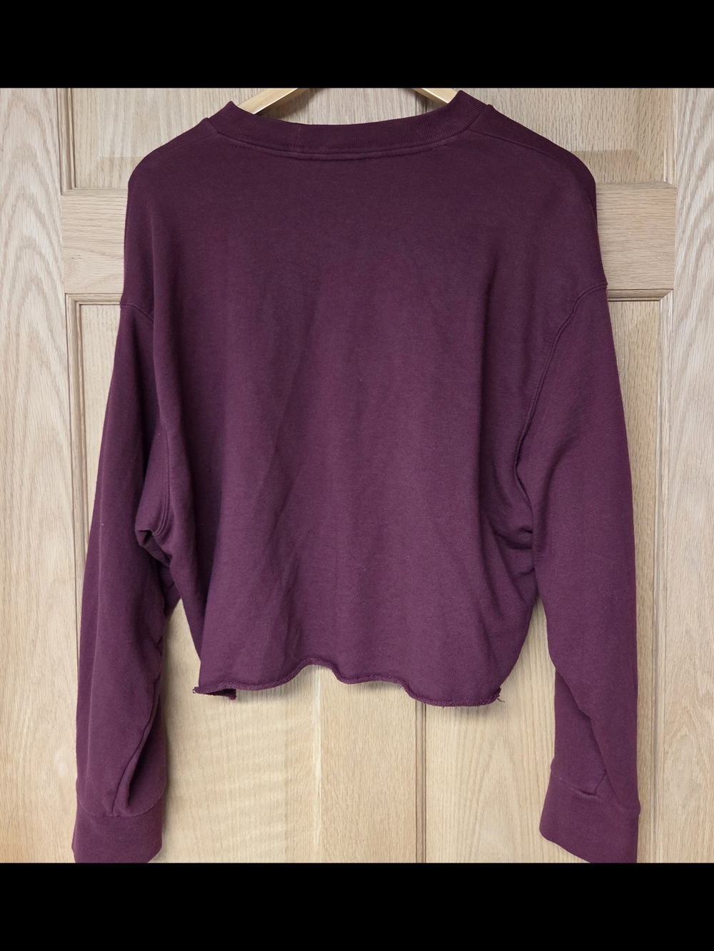 PINK Victoria's Secret Burgundy and Black Cropped Sweatshirt Large - Picture 2 of 7